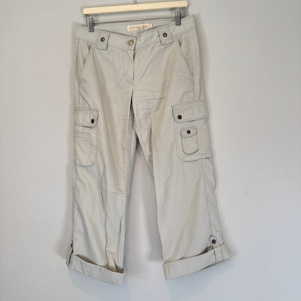 J.Crew Broken-In Chino Favorite Fit Cargo Pants Tan Khaki Size 6 Utility Cropped